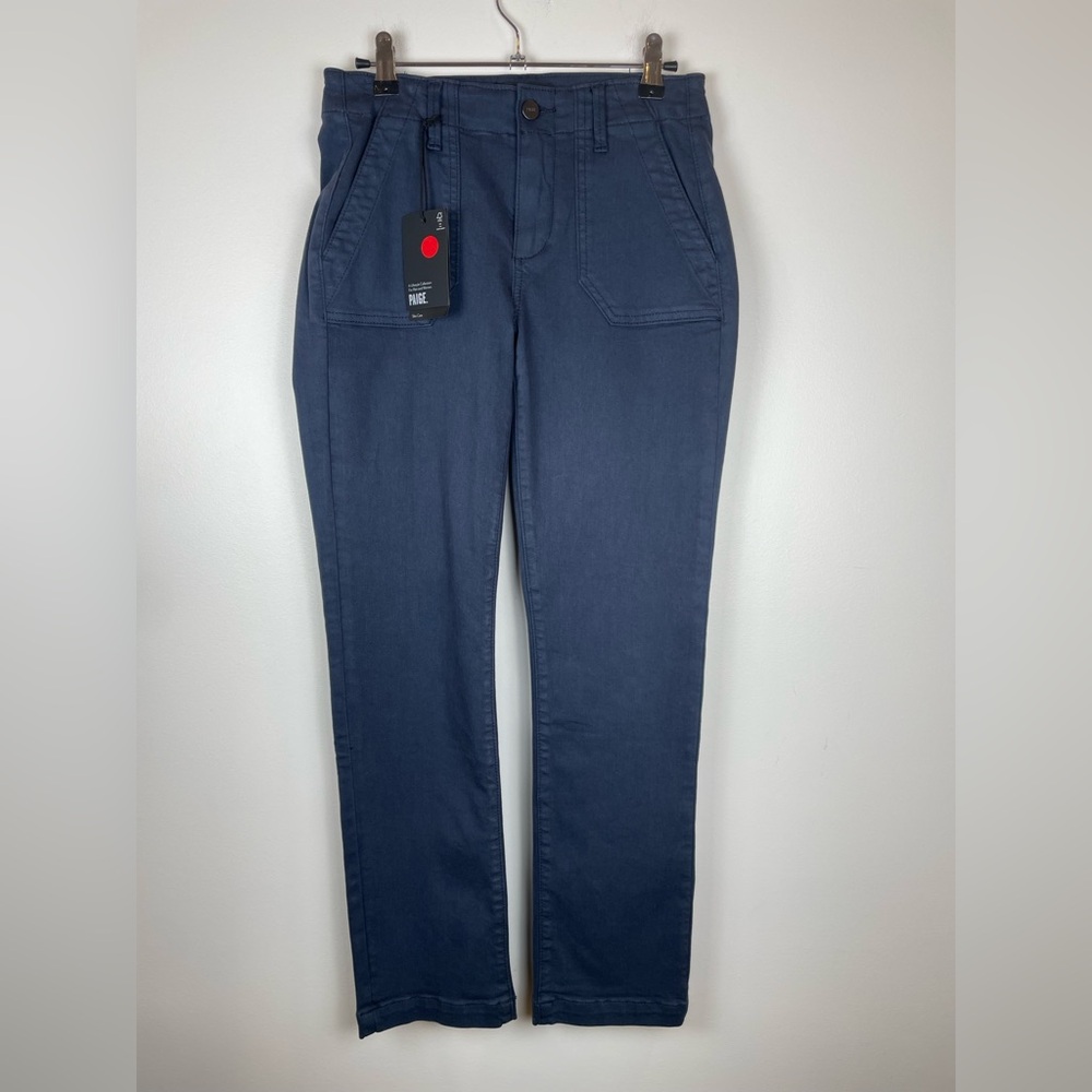 NWT PAIGE Mayslie Pants 24 Vintage Navy Haze Utility Trouser Straight Leg Jeans - Picture 3 of 11